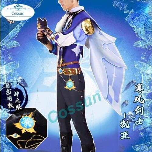 Anime! Genshin Impact Kaeya Mondstadt Knights Game Suit Gorgeous Uniform Cosplay Costume Halloween Party Outfit For Men 2021 NEW