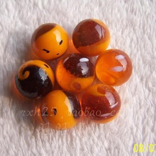 Free shipping 7pcs/lot 16mm tai chi design tea color marbles glass bead decorative glass marbles jump chess pieces
