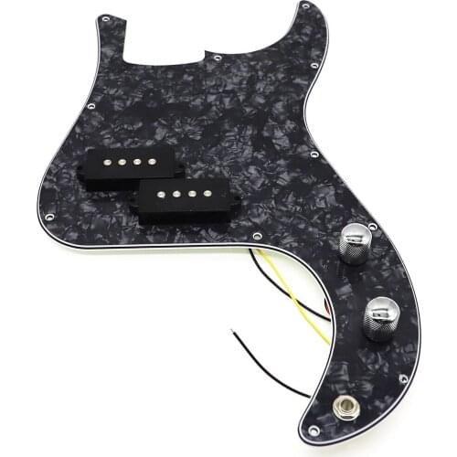 PB P Bass 3 Ply Prewired Loaded Pickguard Pickup for Precision Bass Guitar Black Pearl
