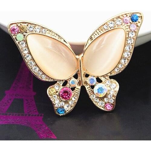 Utei Design Multicolor Crystal And Opal Stone Amazing Butterfly Brooch Wedding Bridal Bouquet Pin For Women Garment Accessories