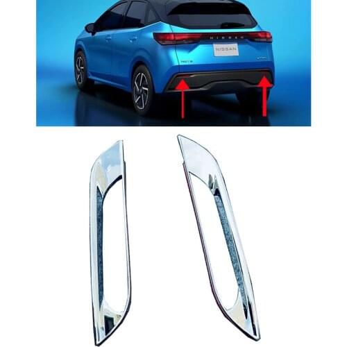 For Nissan Note 2021 2022 ABS Chrome Rear Reflector Fog Light Lamp Cover Sticker Decoration Accessories 2Pcs/set silvery
