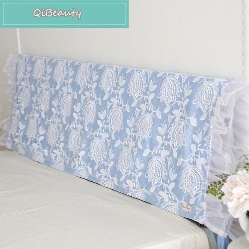 Elegant Princess Fashion New Style Lace Embroidery Bed Cover Double Layer Padded Solid Color Dustproof Bed Cover