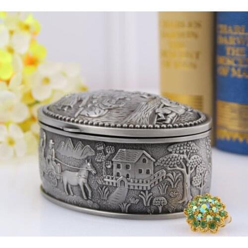 European stly jewelry storage box travel jewelry box organizer zinc alloy metal desktop organizer Friends birthday gifts Z090