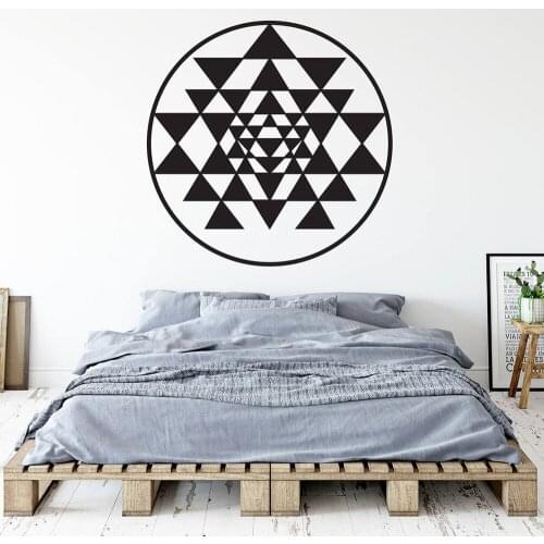 Geometry Wall Sticker Sri Yantra Sacred Geometry Vinyl Wall Decal Removable Art Decor for Living Room Bedroom Decor Design C389