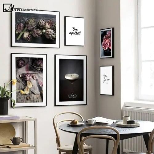 Artichoke Pomegranate Vegetable Fruit Raw Food Poster Canvas Print Kitchen Art Painting Modern Wall Picture Dining Room Decor