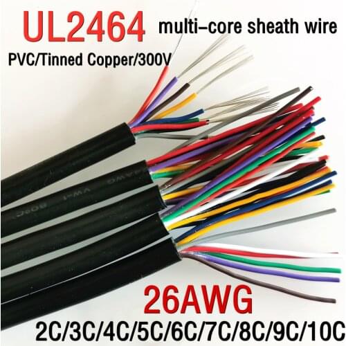 UL2464 Sheathed Cable 26AWG Channl Audio Line 2 3 4 5 6 7 8 9 10 Cores Insulated Soft Copper Signal Control Wire
