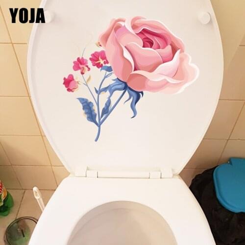 YOJA 25.7CM×23.8CM Red Peony Oil Painting Home Room Wall Stickers Classic Toilet Decoration T1-2670