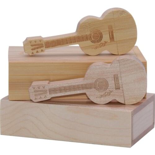 Maple wood bamboo guitar+box LOGO usb flash drive High speed Real capacity 4GB 8GB 16GB 32GB 64GB photography gift pendrive