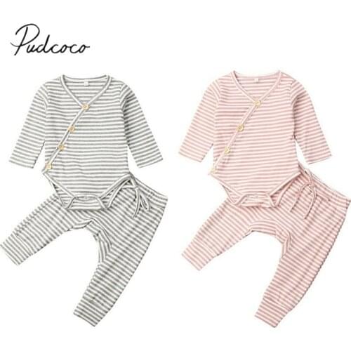 2019 Baby Spring Autumn Clothing Newborn Baby Boy Long Sleeve Tops Romper Jumpsuit Pants Cotton Ribbed Outfits 2Pcs Clothes Sets