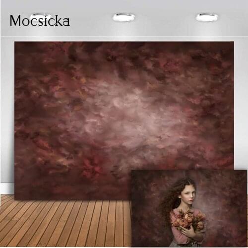 Red Texture Vintage Backdrop for Photography Abstract Old Master Background for Photo Studio Newborn Girls Portrait Photoshoot