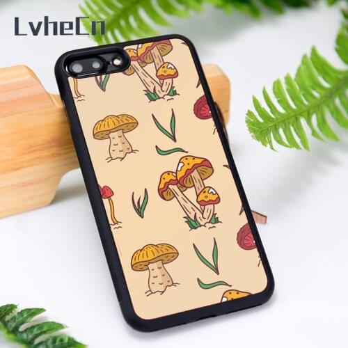 LvheCn Silicone Rubber Phone Case Cover for iPhone 6 6S 7 8 Plus X XS XR 11 12 Mini Pro Max Mushrooms