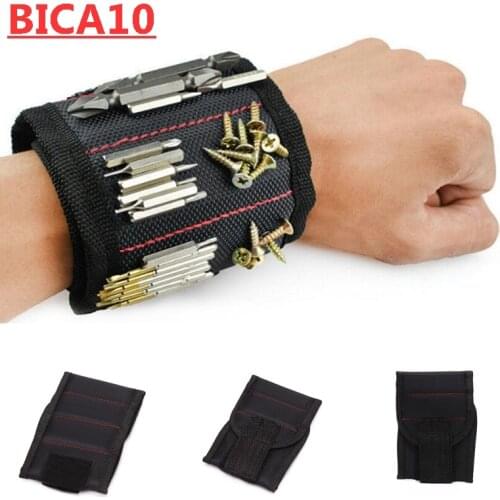 Magnetic Wristband Hand Wraps Tool Bag Electrician Wrist Screws Holder Bracelet, 5Rows 10Magnets, 3Rows 6Magnets For Home Repair