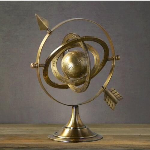 Crafts Copper Celestial Globe Earth Instrument Foreign Cafe Bar American Villa Decoration Decorations for Home