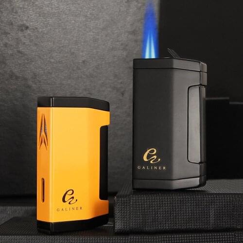 GALINER Metal Cigar Lighter 3 Jet Flame Butane Cigarette Lighter Pocket Cigar Accessory with Cigar Punch For COHIBA Cigar