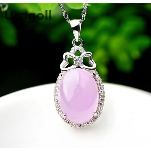 Fashion Crystal Real 925 Sterling Silver Necklaces Purple Zircon Pendant Necklaces Chain Gift For Women Girl Jewelry
