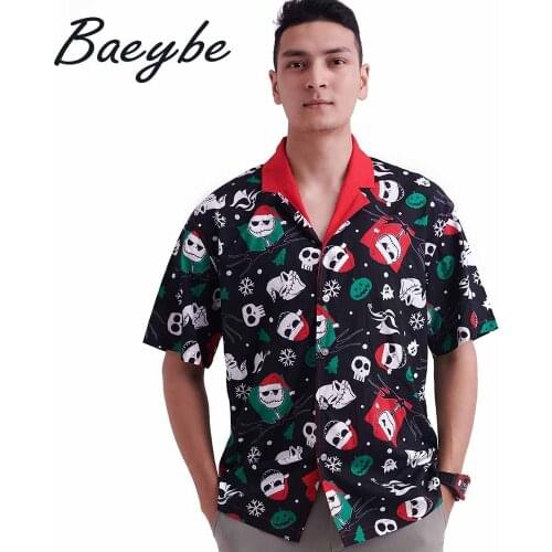 2021 Mens Summer Clothes Fashion Skull Print Shirts Oversize Casual Hawaii Shirt Unisex Couple Short Sleeve Beach Wear