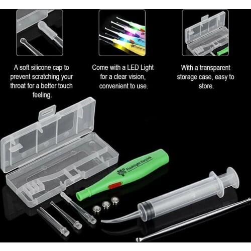 LED Earwax Removal Tool Kit Stainless Steel Earpick Tonsil Stone Extractor SDFA88