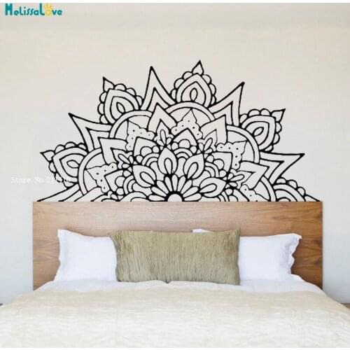 Handmade Half Mandala Floewr Wall Stickers Home Décor Yoga Studio Company Decals Large Size Family Gift YT4012A