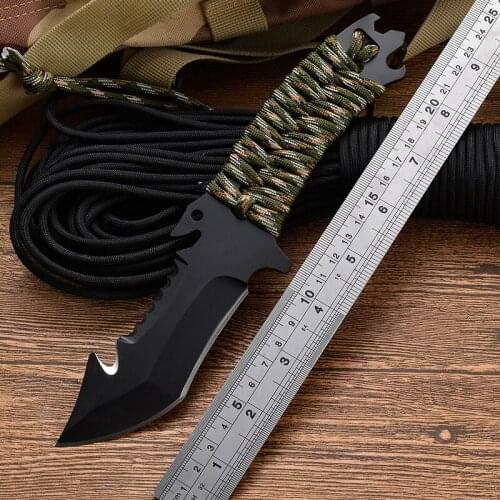 9.06'' Fixed Blade Knife Outdoor Survival Tactical Knife Camping Combat Hiking Hunting Knives With Sheath Self-defense EDC Tools