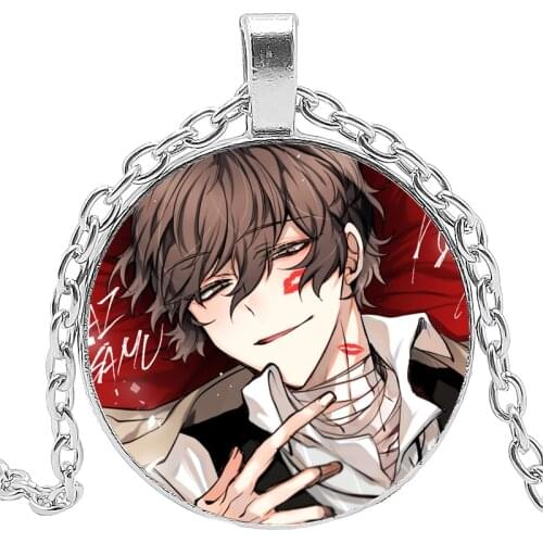 Bungou Stray Dogs Pendant Necklace for Unisex Fans Collection Anime Figures Glass Crystal Long Chain Jewelry Souvenirs