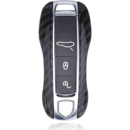 QHCP Carbon Fiber Key Case Protector For Porsche Panamera Smart Remote Control Key Shell Cover Protector Car Styling Accessories