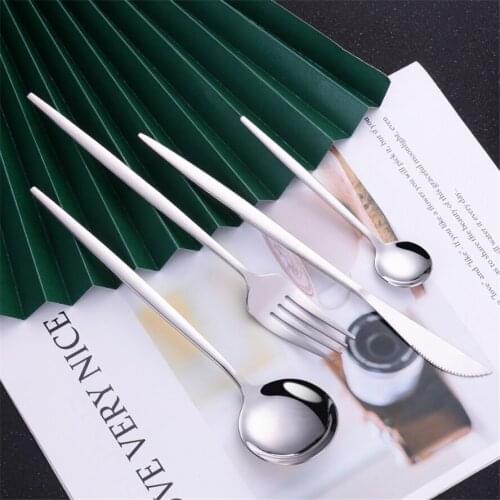 Silver Stainless Steel Knife Fork Spoon Dinnerware Set Food Grade Luxury Tableware Set Safe Home Cutlery Set Kitchen Utensils