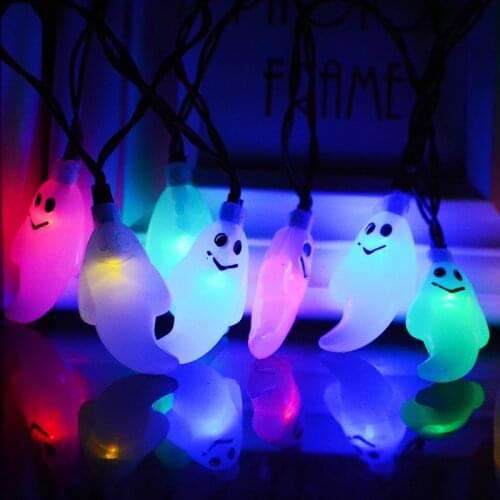 LED Solar Battery Powered Ghost Halloween Fairy Lights Garden String Lights Outdoor Waterproof Garland Holiday Party Decoration