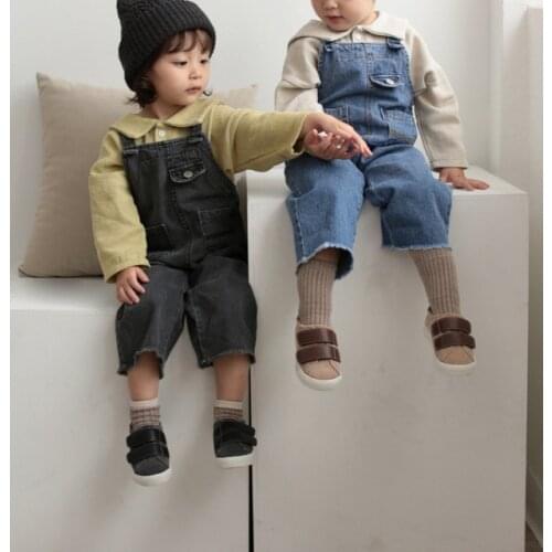 2020 spring childrens wear fashion raw edge wide-leg casual suspenders