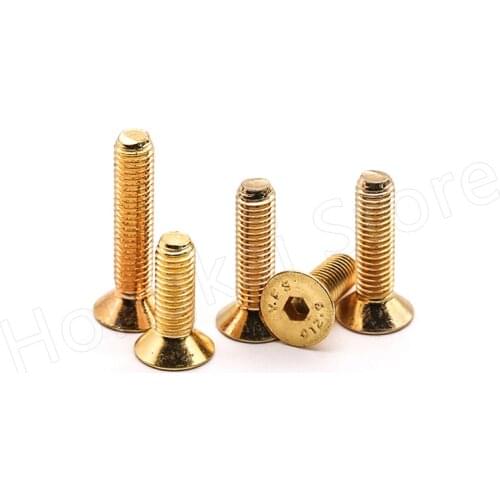 Grade 12.9 Countersunk Socket Screw M2 M3 M4 M5 DIN912 Alloy Steel Machine Screws Titanium Plating Gold Length 4-25mm