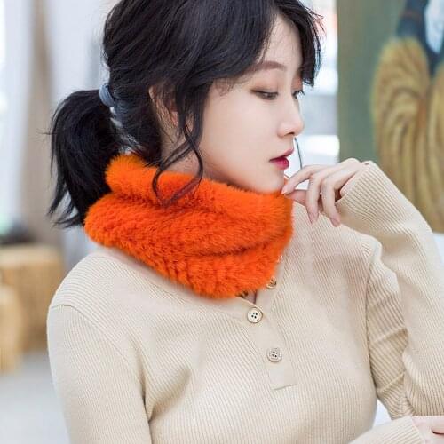 Besfilin high elastic mink fur top cap cap real fur neck cover womens bib autumn and winter warm Headband