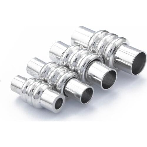 10 Sets Silver Color Barrel Magnetic Clasp End Caps For 3mm 4mm 5mm 6mm Round Leather Cord Bracelet Necklace Jewelry Accessories