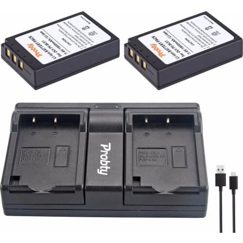 PROBTY 2Pcs PS-BLS1 PS BLS1 Battery + USB Dual Charger for Olympus PEN E-PL1 E-PM1 EP3 EPL3 Evolt E-420 E-620 E-450 E-400 E-410