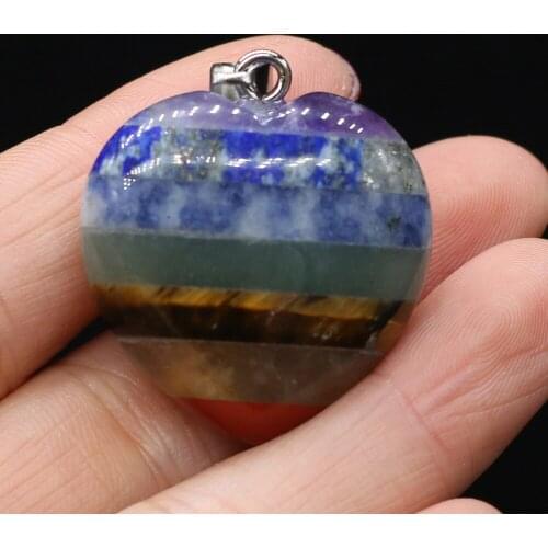 Womens Pendant Natural Stone Peach Hear Shaped Reiki Healing Gemstone Charms For Jewelry Making DIY Necklace Anklet Accessory