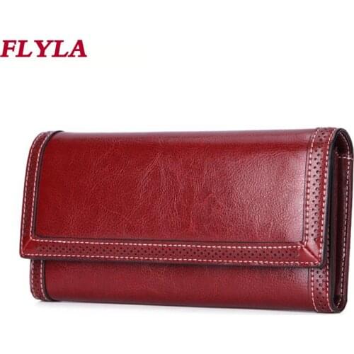 Wallets for women Long Large Capacity purses luxury designer Wallet Oil Wax Leather