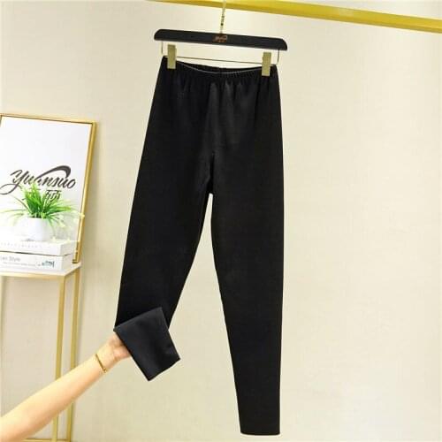 2021 Women Autumn Winter New Cotton Leggings Female Solid Color Skinny Stretchy Pants Ladies Casual Thick Warm Trousers E368