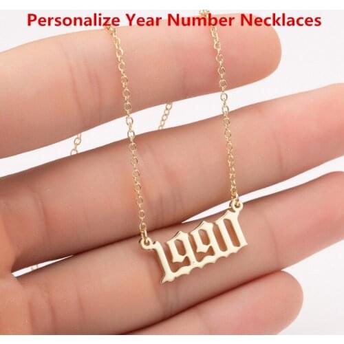Personalize Year Number Necklaces for Women Custom Year Birthday Gift from 1980 to 2020