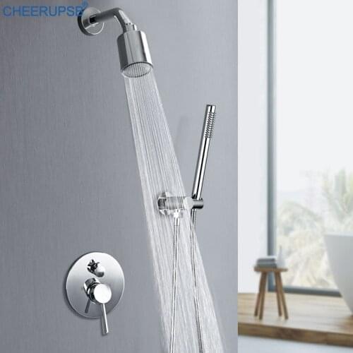 Golden Bathroom Shower Set Concealed Wall Mount Shower System Hot Cold Water Mixer Brass Faucet Hotel Modern Luxury Bath Tap