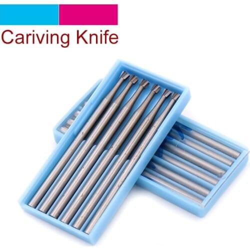 DouZ 1/6pcs 2.35mm Shank 0.6-2.3mm Precision Tungsten Carbide Burrs Milling Cutter Rotary Tool Inverted Ladder Carving Knife