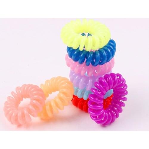 10 Pc/Lot teenagers Girls candy colour fashion Hair Band Elastic Telephone Wire Style Hair Rope ponytail holders