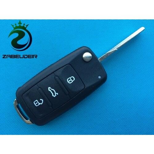 10pcs/lot of New Replacement Flip Key Case Cover For vvw 3 Button Remote Folding Key Shell Blank Uncut Key Blade No Logo