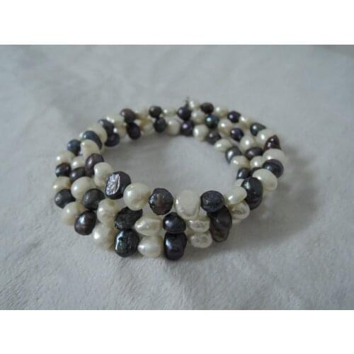 100% nature freshwater pearl bracelet-3 LINES BAROQUE PEARL BRACELET