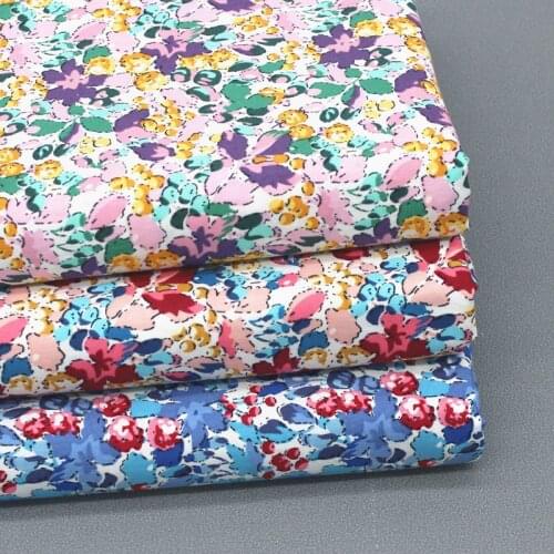 145x50cm Fresh Small Floral Cotton Plain Printed Poplin Sewing Fabric, Handmade DIY Children Dress Clothing Cloth