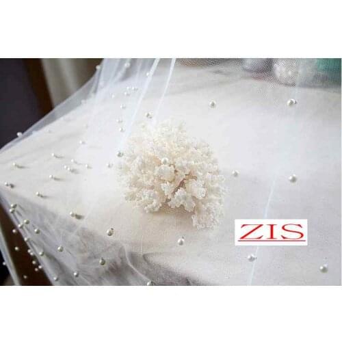 1Y 18colors lrregular beaded lace soft mesh Inlaid pearl creative fabric DIY dresses accessories D021