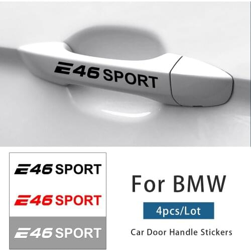 4pcs/Lot Car Door Handle Stickers Decals For BMW E46 M3 318i 320d 325i 330ci M43TU N42 N46 M54 3.0 Coupe Car Accessories