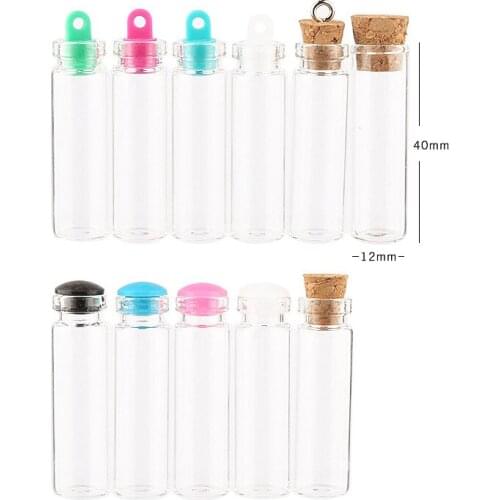 50Pcs 12*40MM 2.5ML Glass Bottles Wishing Bottle Empty Sample Storage Jars with Cork Stoppers - Transparent