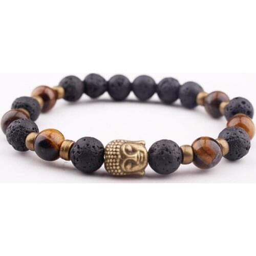 8mm Punk multicolor Agate Chakra Healing Reiki Buddha Yoga Bracelet elastic adjustable Volcanic Stone Bangles dg6fg