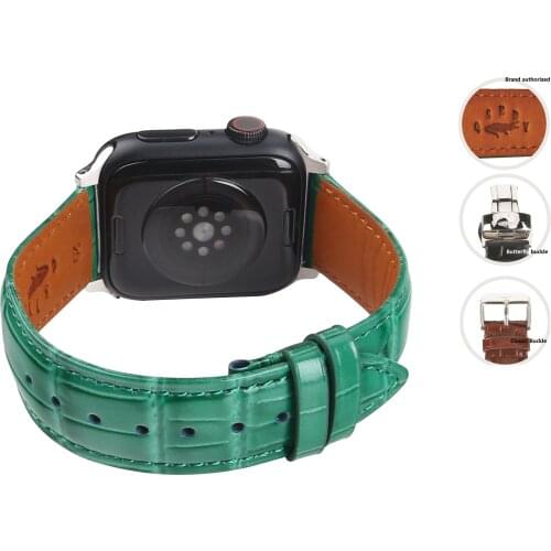9 Colors Green Vintage Crocodile Leather WatchBands High Quality 12mm...24mm For Mens Women Suitable For Apple Watch 38mm 42mm