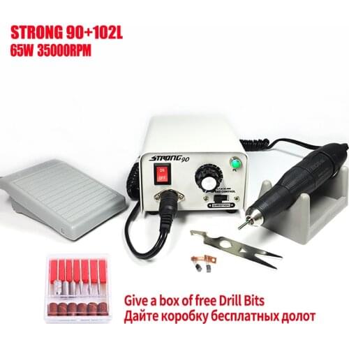 65W 35000RPM Strong 90 102L Handpiece Model Manicure Pedicure Manicure Machine Electric Nail Drill Electric Manicure Machine