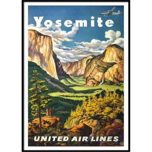 Beryl Slope Design Studio in Yosemite Vintage Print Poster wall graphics gráficos de parede настенная графика