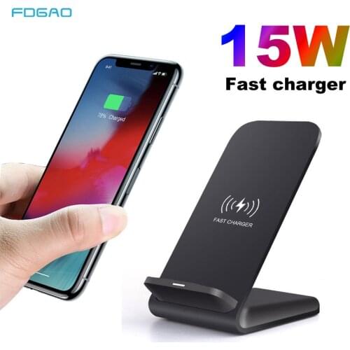 FDGAO QI Wireless Charger Type C USB 15W for iPhone 11 Pro XS Max XR X 8 Fast Charging Stand For Samsung S10 S9 S8 Note 10 9 8